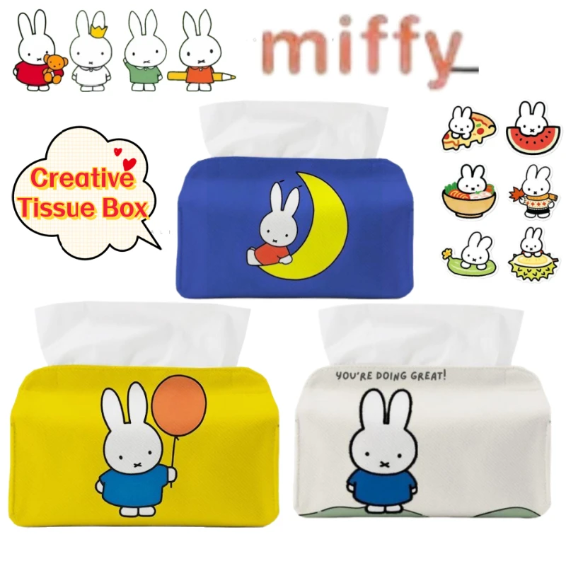 

Miffy Rabbit Personalized Creative Tissue Box Home Living Room Coffee Table Table Tissue Storage Bag Car Available Decoration