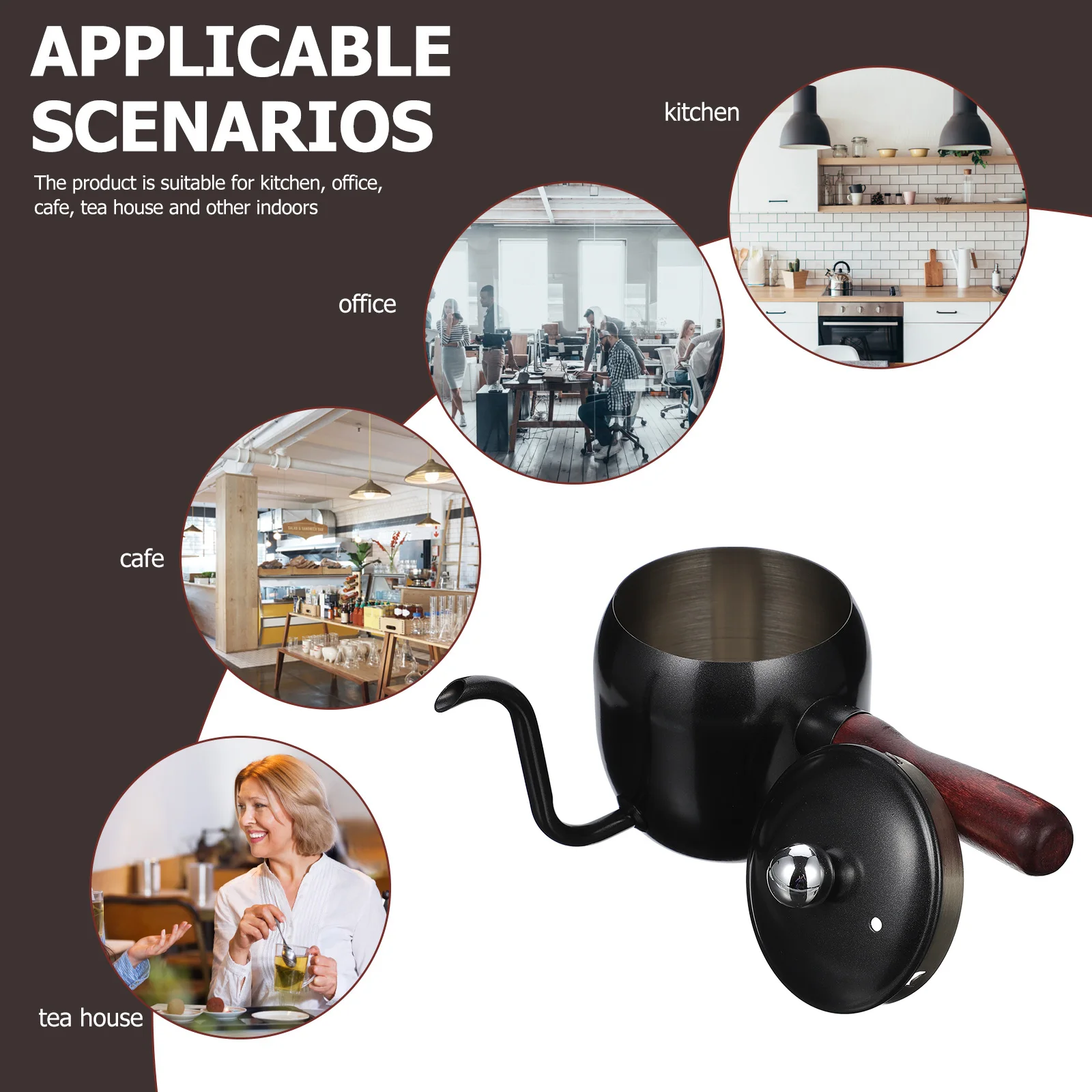 

1 pc Stainless Steel Long Mouth Kettle Container For Kitchen Tea Office Heat Resistant Easy Cleaning Maker With