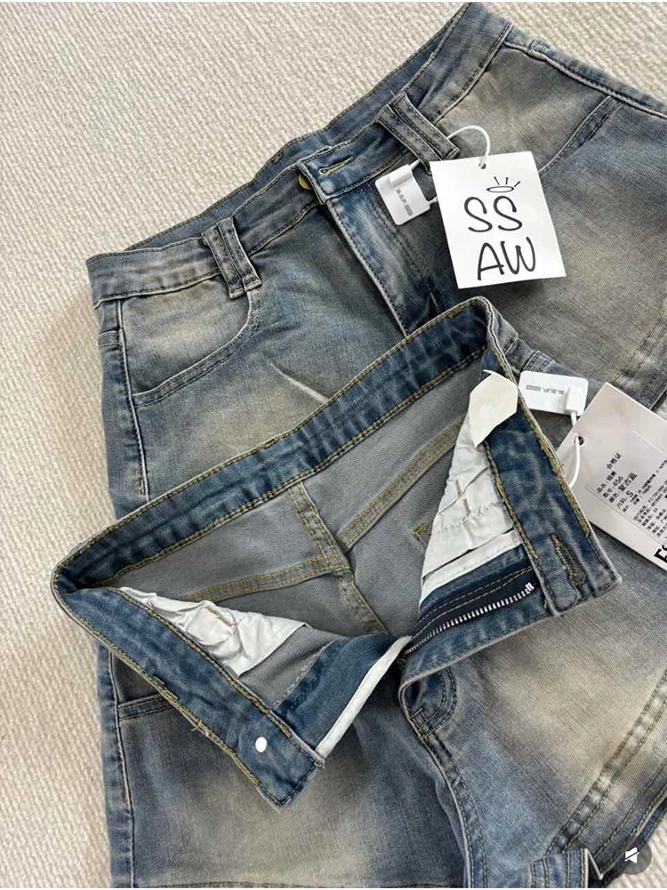 High street lazy style fashion denim shorts women 2025 summer new item sense of design commuter versatile shorts pants