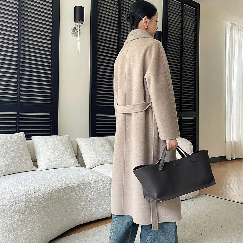 معطف شتوي من الكشمير معطف نسائي فضفاض من صوف الكشمير 2025 معطف عصري غير رسمي جديد