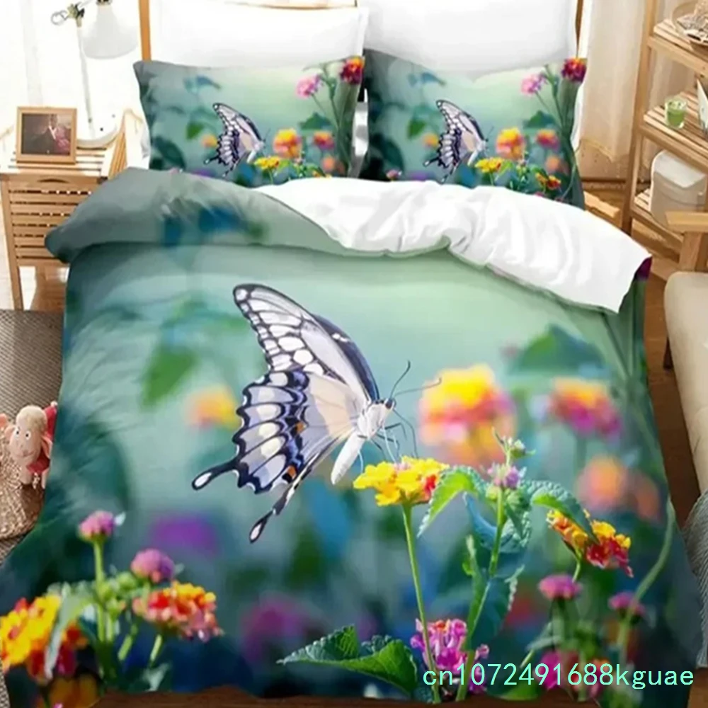 Flower Butterfly Bedding Set Duvet Cover Set 3d Bedding Digital Printing Bed Linen Queen Size Bedding Set Fashion Design