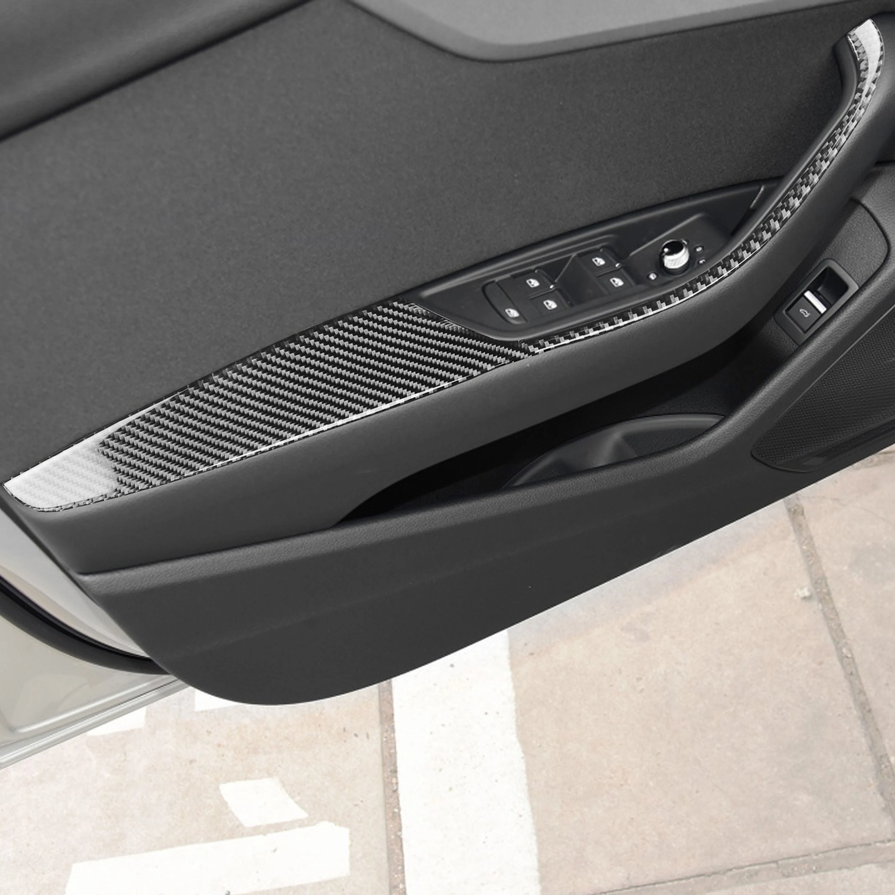 

Для Audi A4 A5 B9 2017-2024 углеродное волокно передняя задняя внутренняя дверь подлокотник крышка декоративные автомобильные аксессуары декоративная наклейка