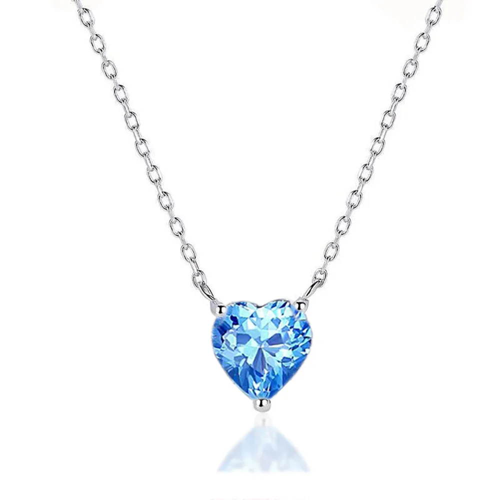 2024 New Fashion Heart Blue Color on The Neck Necklace for Women Party Gift Jewelry Bulk Sell X6227