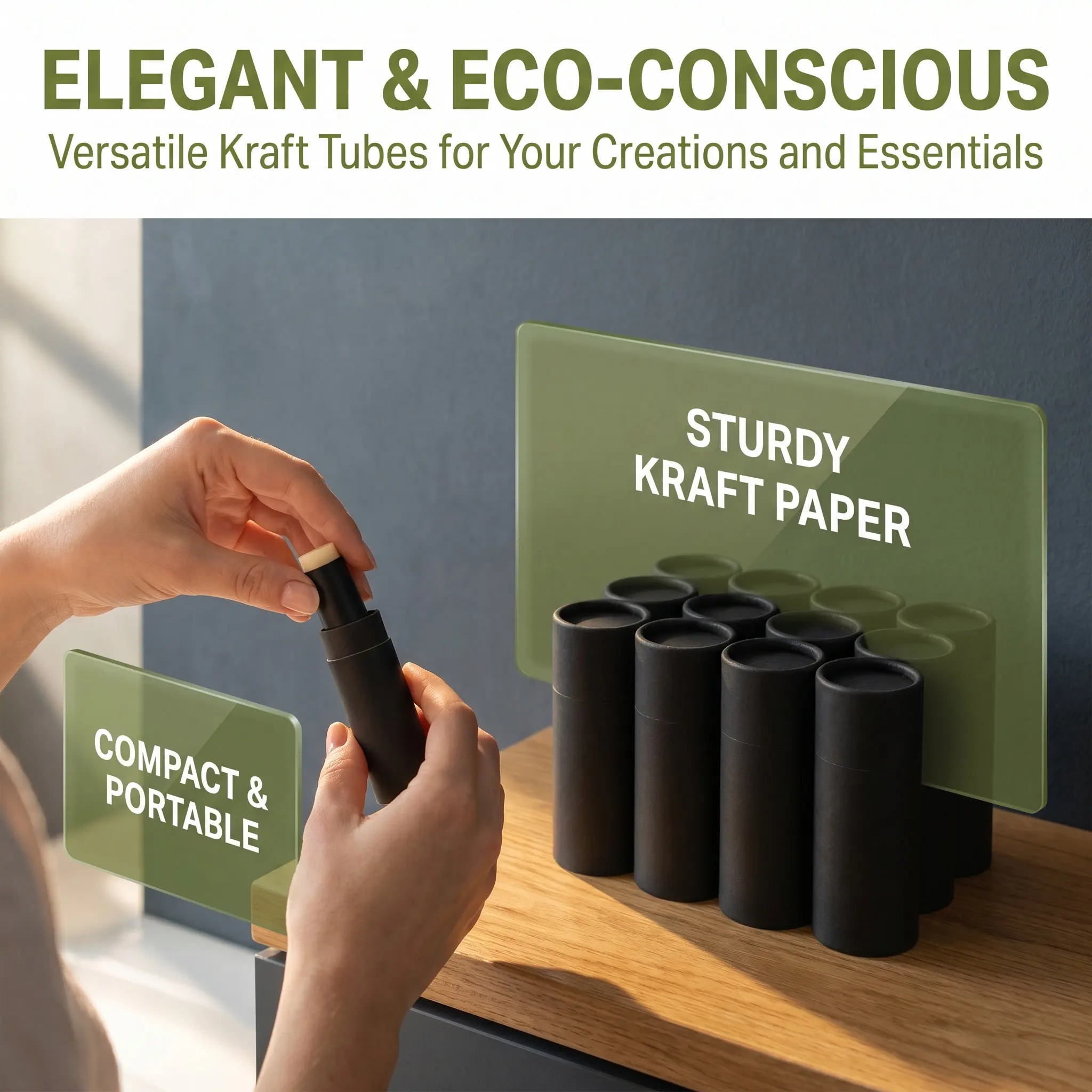 15Pcs Eco Friendly Kraft Paper Tubes Round Cardboard Packaging Boxes with Lids for Tea Perfume Lip Balm Essential Oils Small