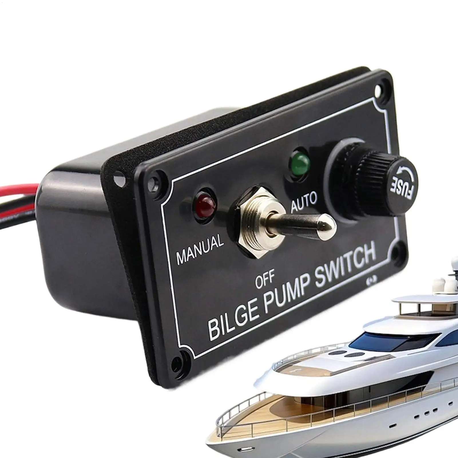 

Boat Button Panel Manual Bilge Pump Control with Fuse RV Rocker Button Panel for Bilge Pump System RV Yacht Boat Marine Truck