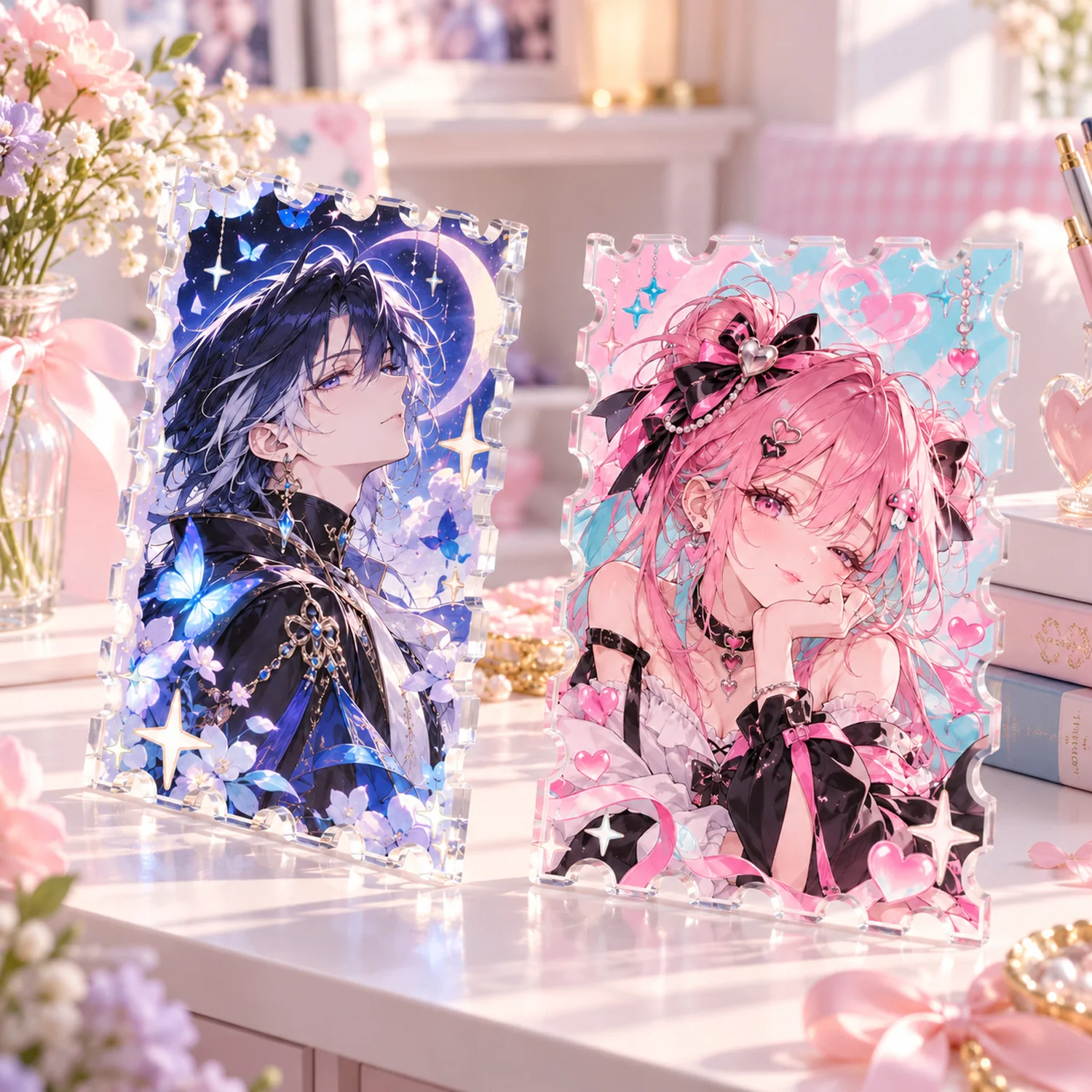 Custom stamp shape acrylic fridge magnet, you can upload your own picture, anime character, couple photo, portrait to customize