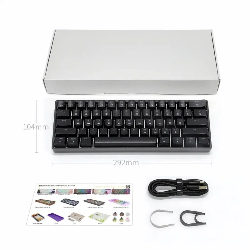 For 60% Layout 61 Keys Hot Swappable Mechanical Gaming Keyboard RGB Backlit Mini Wired Computer Keyboard For Gamers PC Laptop