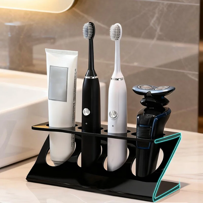 Integrated Desktop Toothbrush Holder Toiletry Set Storage Rack with Razor And Toothpaste Organizer for Bathroom Countertop