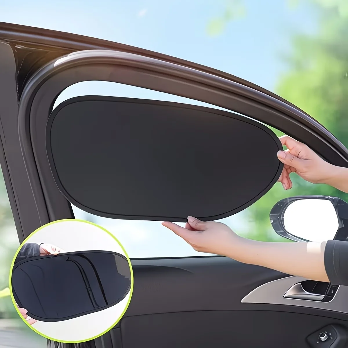 2PCS Universal Car Sun Shade Window Screen UV Protection Anti-Glare Static Cling Sun Block for Windshield Side Rear Windows