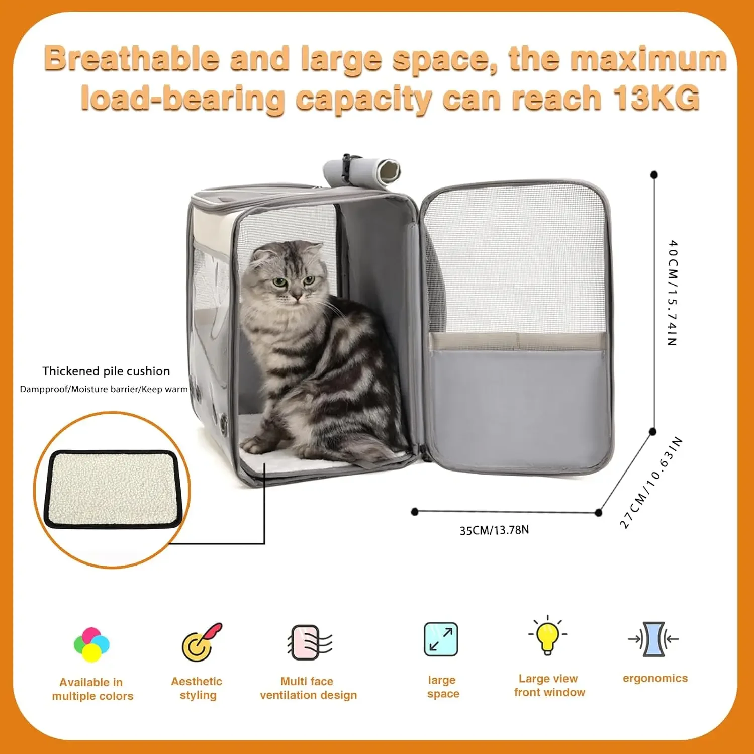 Cat Backpack Pet Supplies Out Puppy Backpack Foldable Pet Bag Large Capacity Breathable Portable Cat Backpack Dog Bag