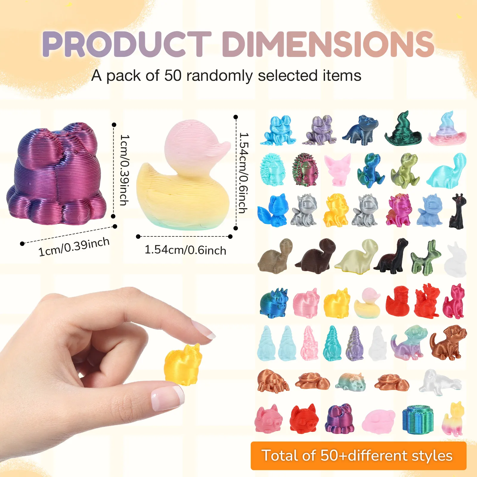 50PCS Mini Toy 3D Printed PLA Animal Pet Figures Dinosaur Cat Dog Figurines Potted Dollhouse Fairy Garden Decor Tiny Ornament view 6