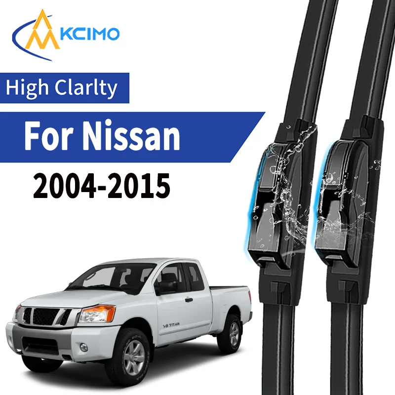 

2pcs Durable Silent Windscreen Wipers for Nissan Titan A60 2004–2015 Rubber Wiper Blades Quiet All-Weather Car Accessories