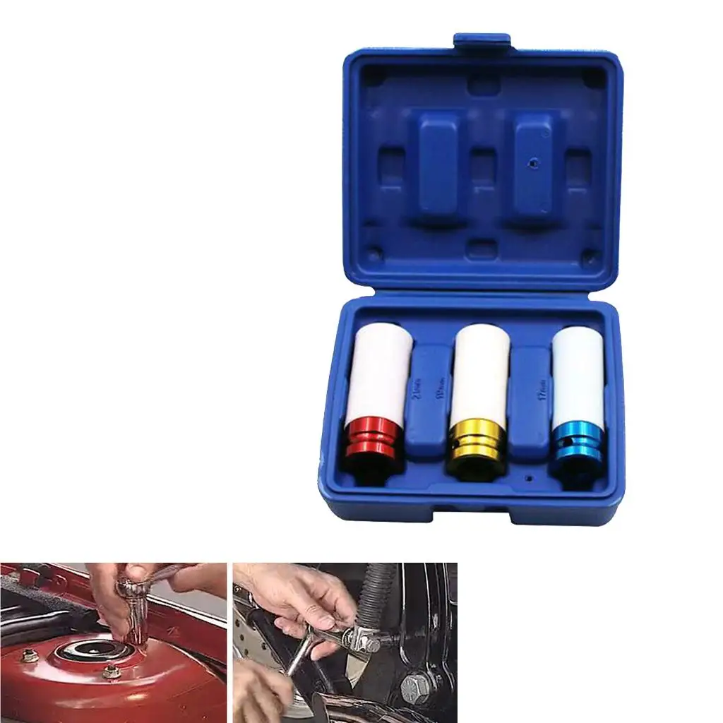 

Chrome Vanadium Steel Thin Wall Deep Impact Socket Set Nut Protector Multicolor for Wheel Lug Installation