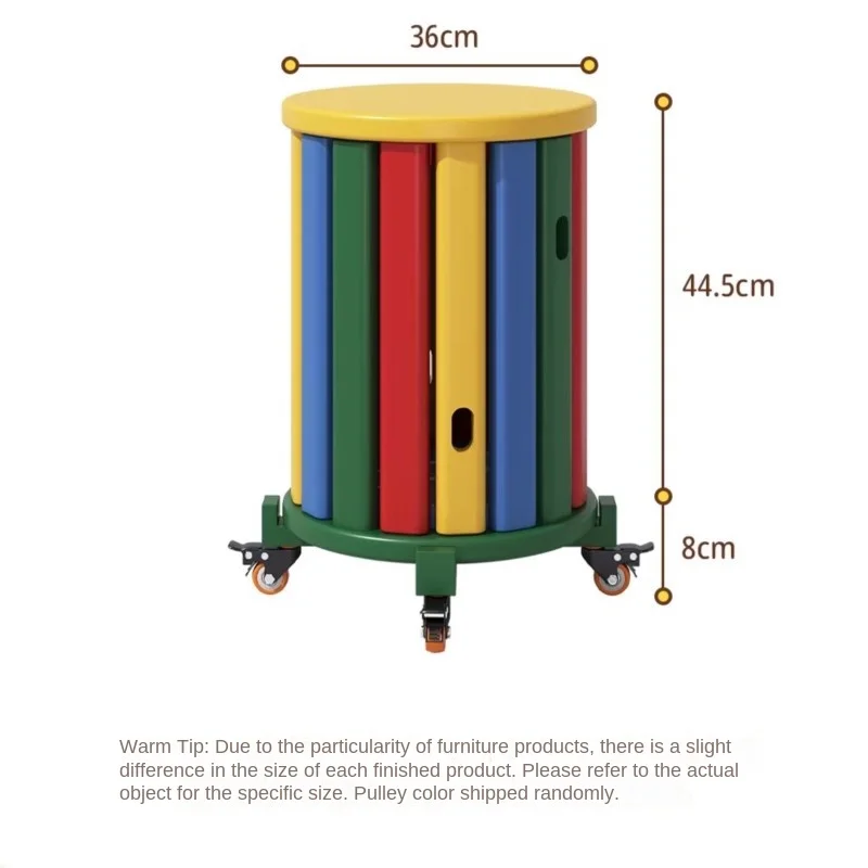 Solid Wood Stool Household Stackable New Living Room Dopamine Creative Round Stool Stacking Stool Colorful Storage Spare Stool image 5