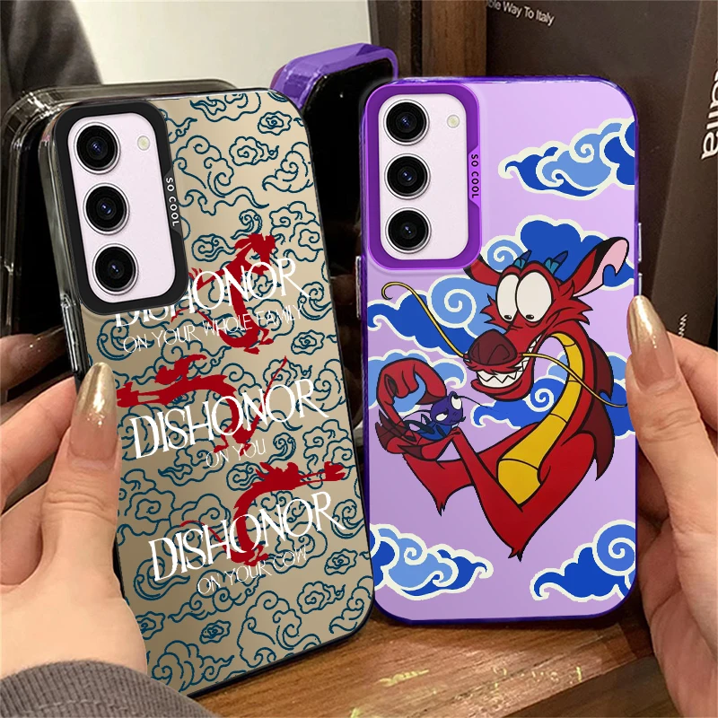 Disney Mulan Mushu Cool For Samsung Galaxy A71A15 A52 A34 A54 A33 A21S 4G 5G Fashion Colorful Silver Phone Case