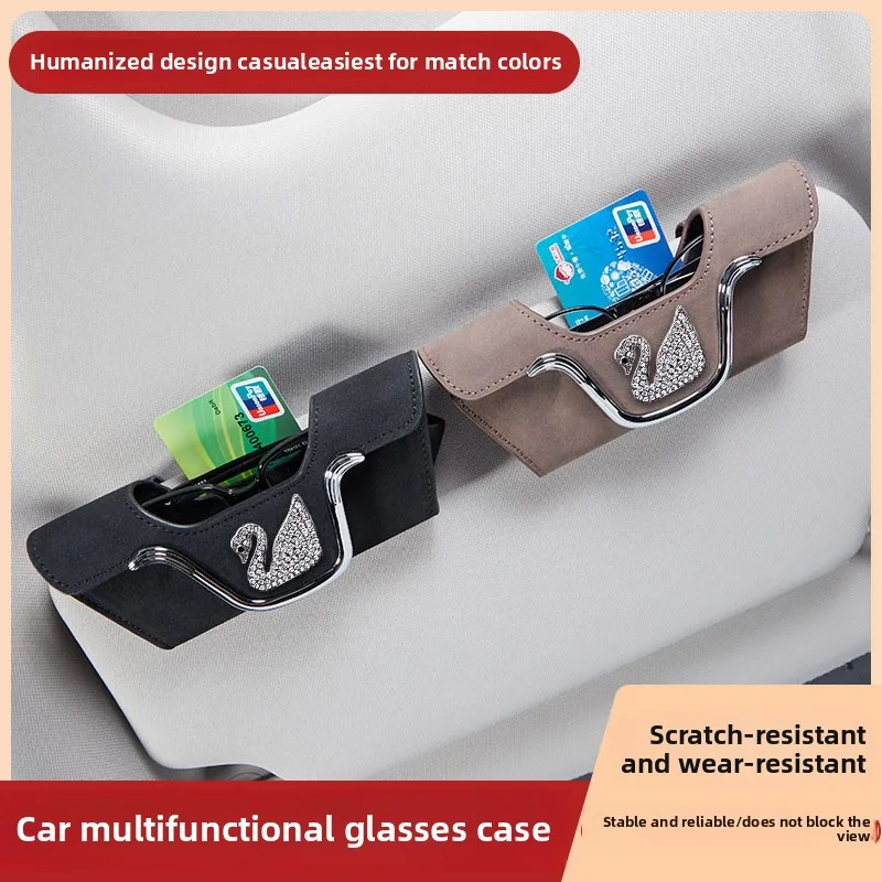 

Car multi-functional suede glasses case car sun visor sunglasses card storage glasses clip scratch-resistant and wear-resistant