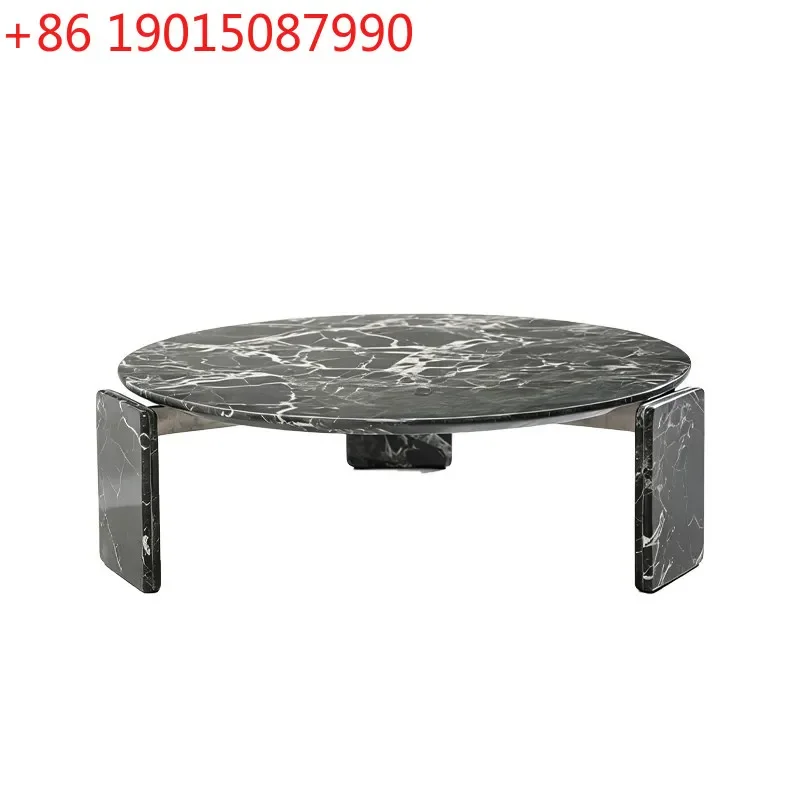 

Italian light luxury imported luxury stone round coffee table minimalist living room coffee table villa Braid coffee table