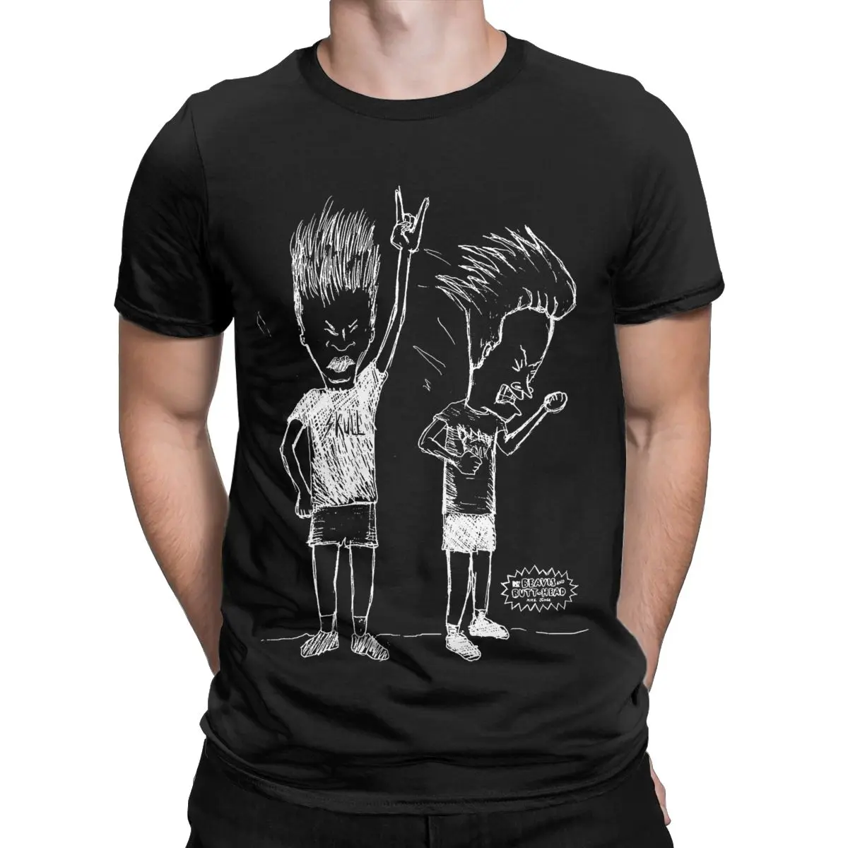 Vintage Beavis And Butt-Head Head Bang T-Shirts for Men O Neck Pure Cotton T Shirts Short Sleeve Tees Gift Idea Clothes