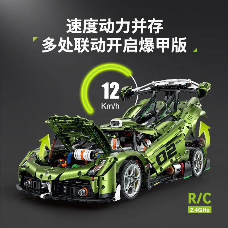 IN VOORRAAD 10628 1:8 MOC Technische RC Racing Bouwstenen Assembleren Supercar Bricks Model Speelgoed voor Jongens Kerstcadeau Set