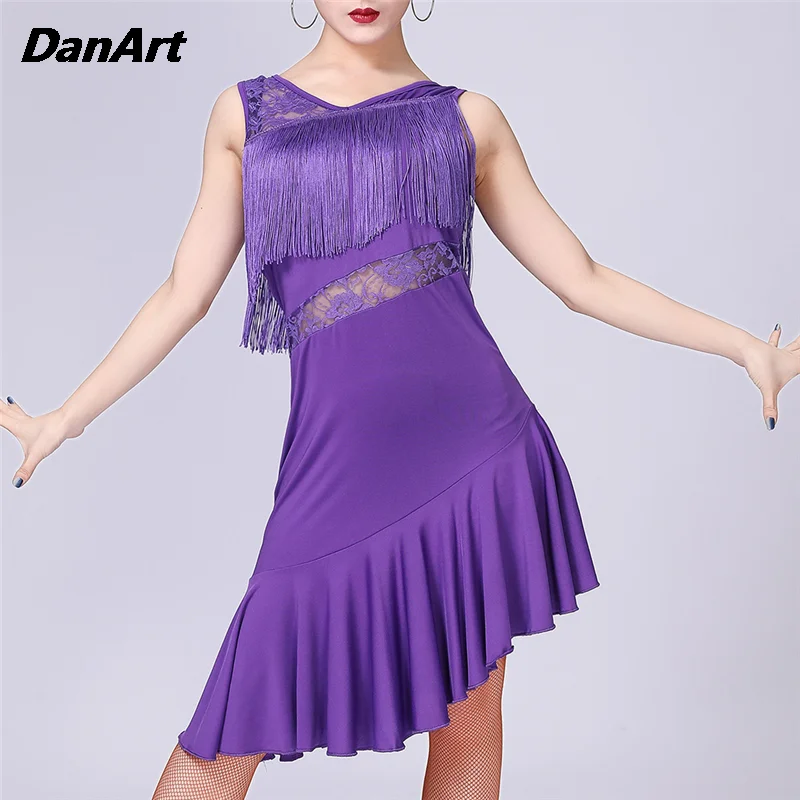 

Latin Dance Dress Stage Performance Dress LaceTassel Latin Competition Dress Ballroom Salsa Rumba Dance Women's Practice Dress