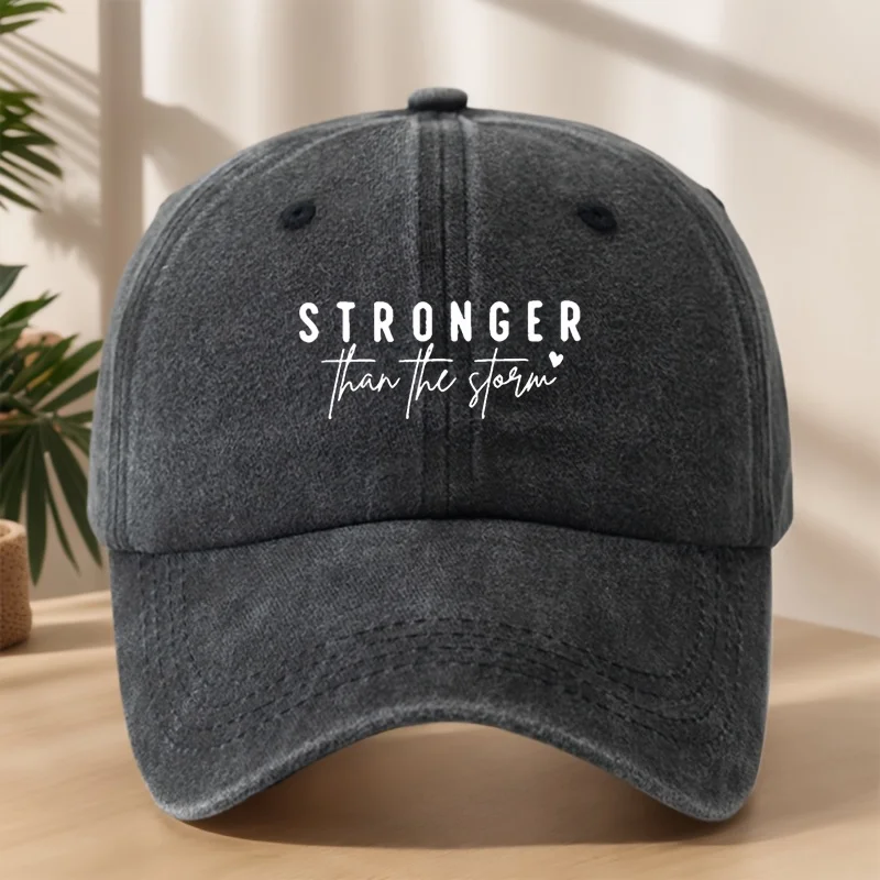 

STRONGER Letter Print Baseball Cap, Classic Washed Vintage Duckbill Cap, Outdoor Casual Sports, Shopping, Vacation Hat, Street