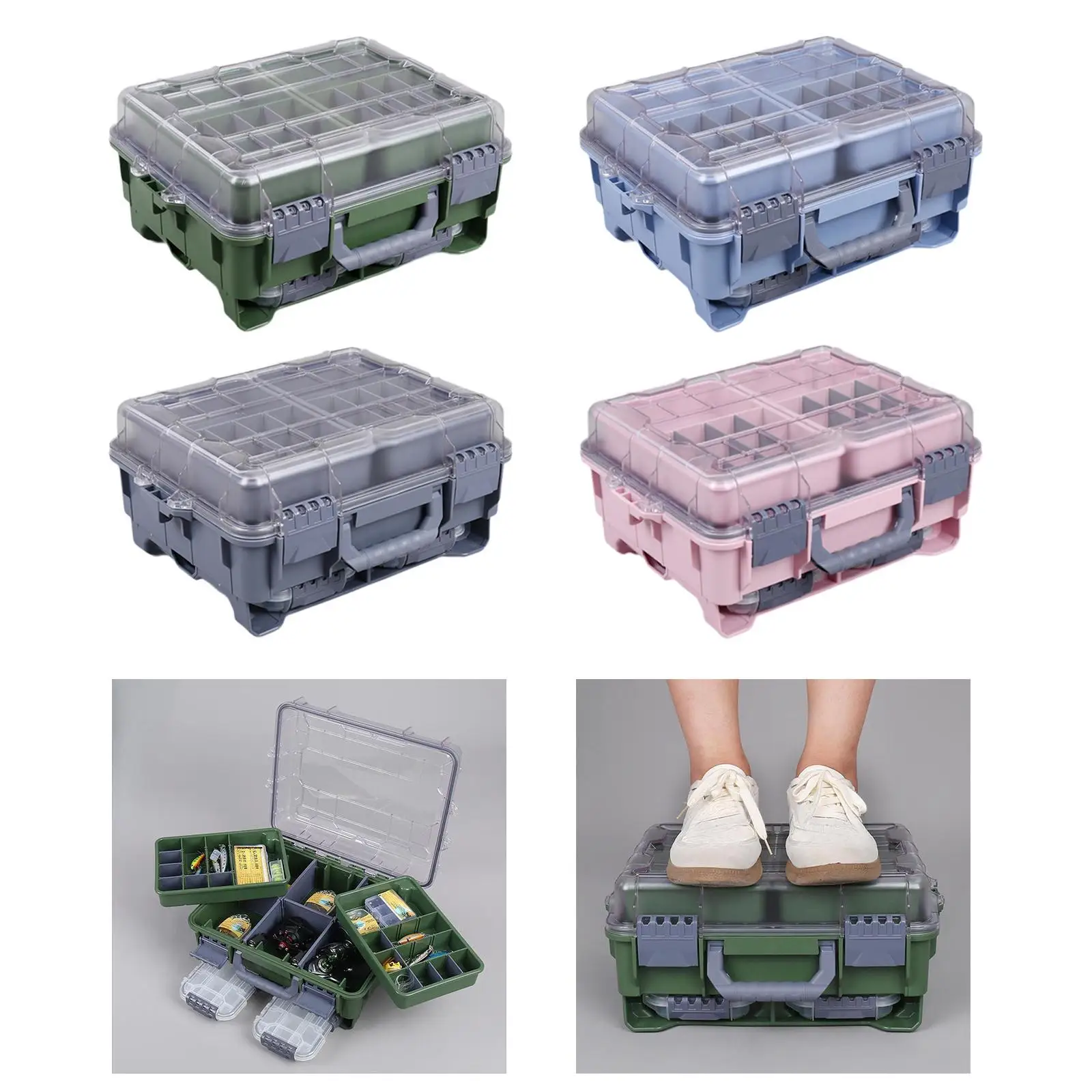 

Fishing Tackle Box Fishing Tackle Organizer W/ Detachable Dividers Sturdy
