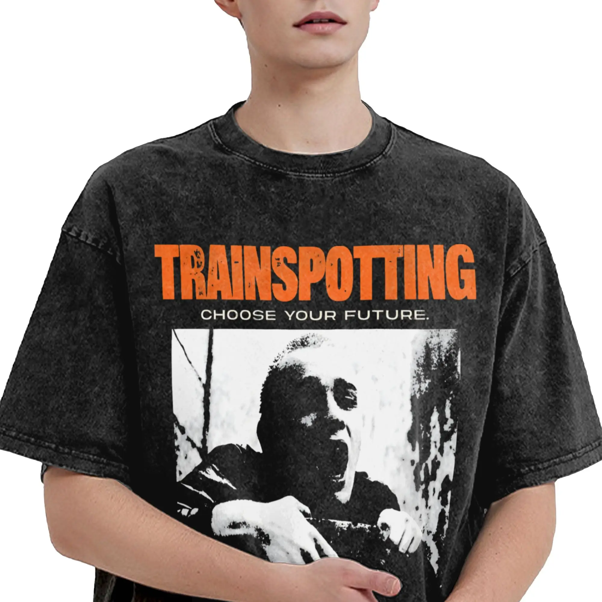 Trainspotting  Outfit Washed T Shirt Men Women Streetwear Hip Hop T-Shirt Summer  Tees Tops Short Sleeve