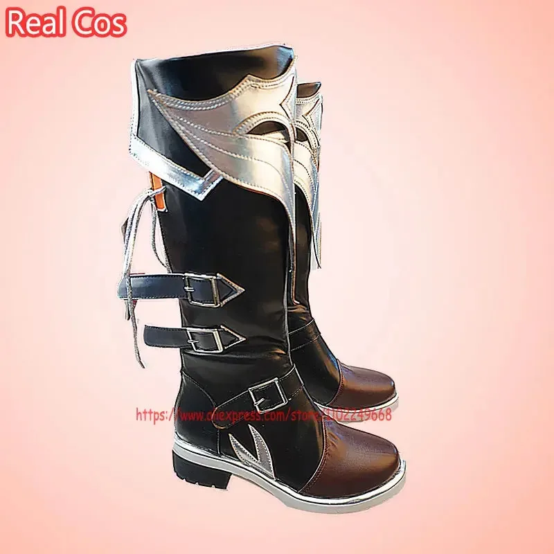

2025 RealCos Hot Game Genshin Impact Diluc Shoes Dark Red New Skin The Whole Night Cosplay Leather Boots Unisex Role Play Hallow
