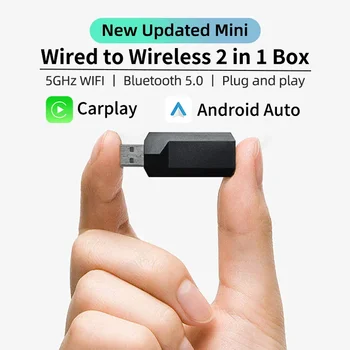 สายไร้สาย 2in1 กล่อง CarPlay Android อะแดปเตอร์อัตโนมัติสําหรับรถยนต์ OEM สเตอริโอ Plug and Play Smart Link Fast Connect Universal