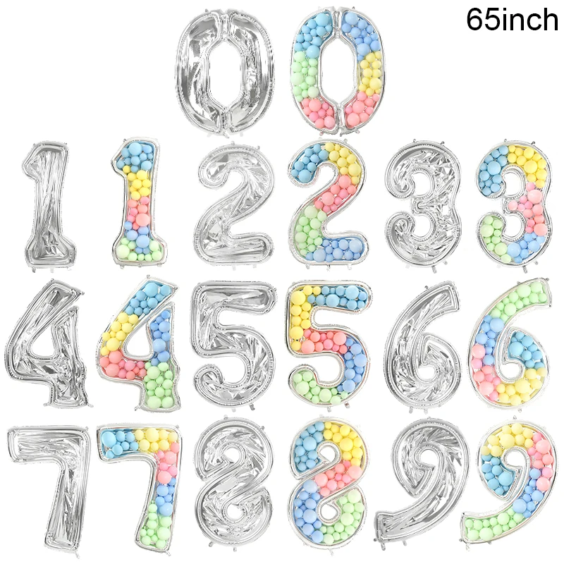 65inch Giant Number Balloon Frame Kids Birthday Decoration Figure 0-9 Balloons Filling Box Anniversary Baby Shower Party Decor