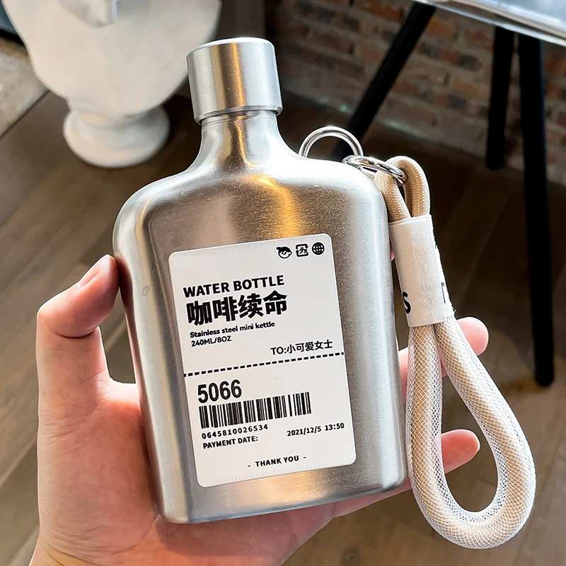 Portátil aço inoxidável Hip Frasco, Garrafa de Vinho Licor, Camping ao ar livre, Vodka Flagon, Whisky Café Leite Chá Pot, 9oz
