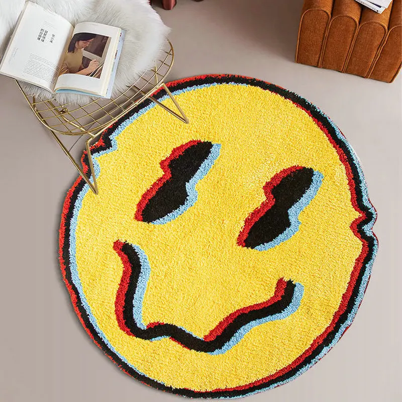 

Trippy Colorful Smiling Handmade Tufted Rug for Living Room Bedroom Home Decor Soft Plush Bedside Area Mat Abstract Art Carpet