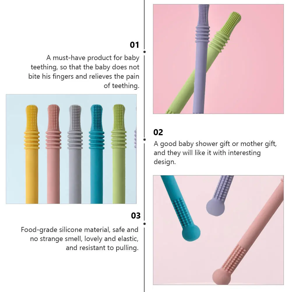 6 Piezas de Palitos de Dentición Huecos para Bebés, Agarre Cómodo, Mordedores de Múltiples Ángulos para Alivio de la Dentición, Juguete Mordedor para Recién Nacidos