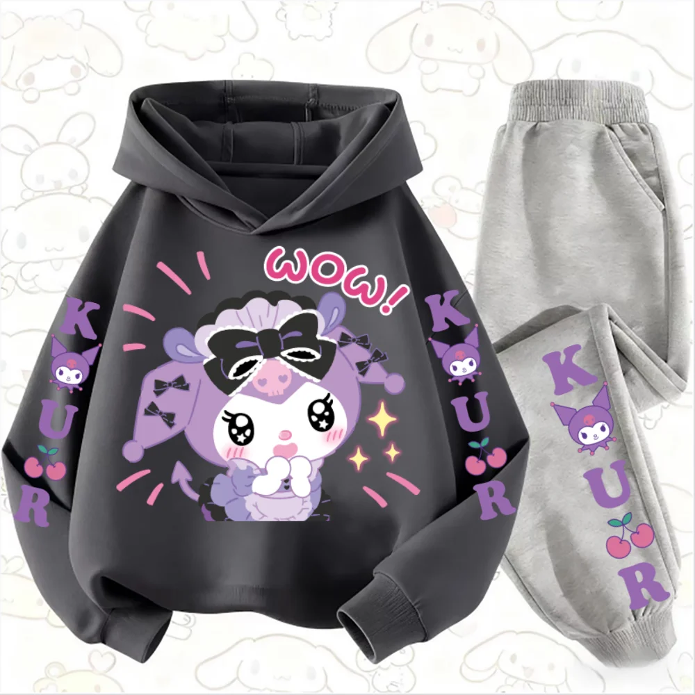 

Повседневный костюм с капюшоном Kuromi — детская милая и удобная толстовка и брюки