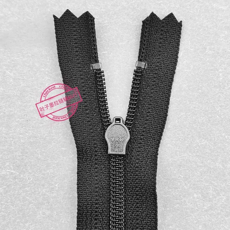 YKK3 Nylon Reverse Spring Leather Header, No Bottom Stop, Closed Tail Zipper, Black 10cm-24cm 5 Pieces image 2
