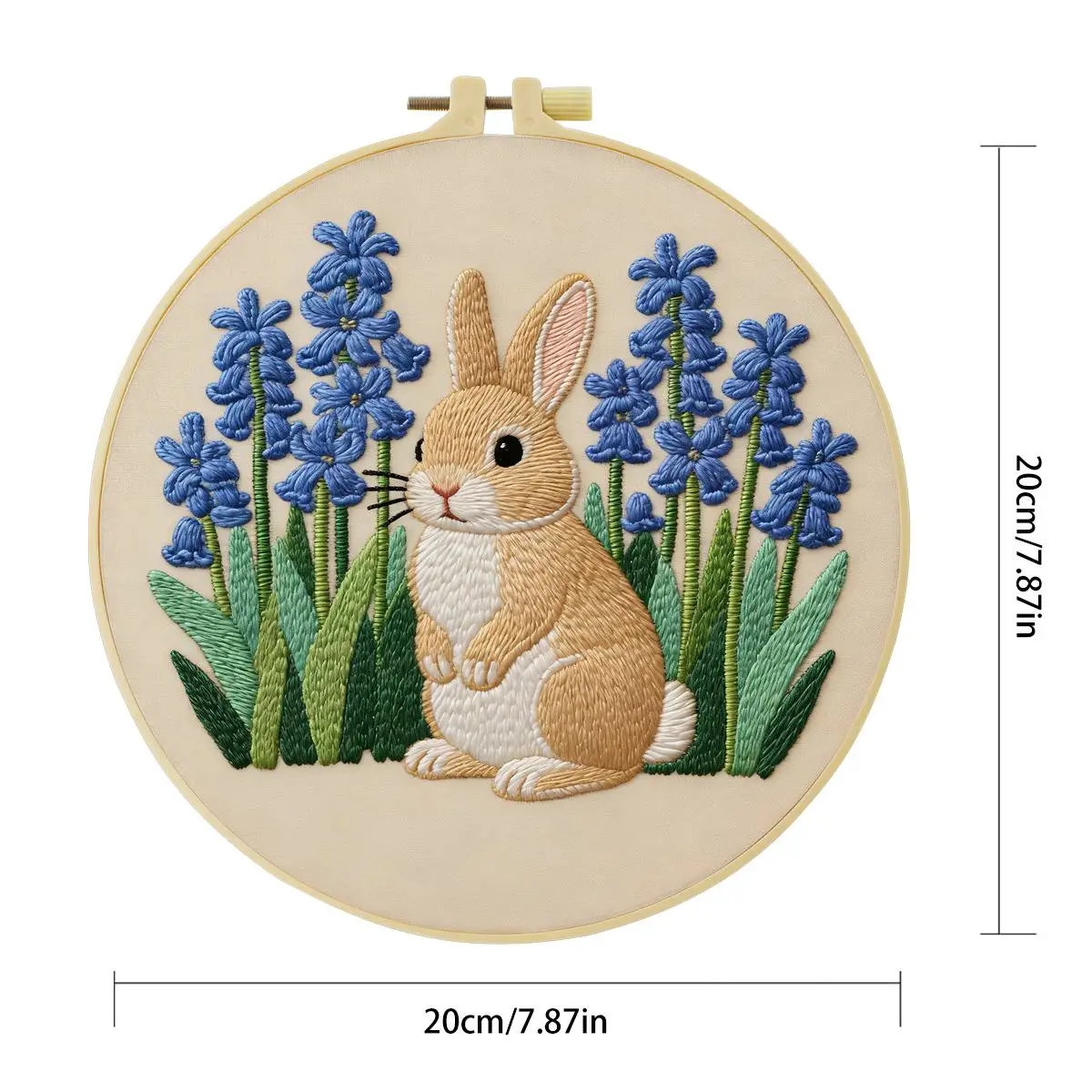 1 Stück 20X20CM/15X15CM 7,87/6,3 Zoll kleiner Hase Stickerei-Starter-Kit DIY-Kit DIY-Stickerei-Set für Anfänger – Detail 4