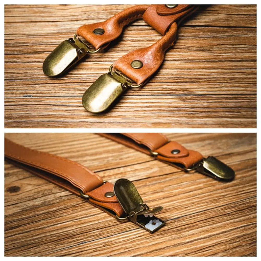 Модные черные подтяжки для мужчин, кожаные подтяжки в стиле ретро в британском стиле, аксессуары для костюма, костюм с зажимом на подтяжках на бретельках