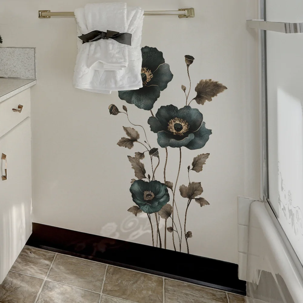 1 piece of painted flower wall sticker, suitable for entrance, living room and wall beautification and decoration stickers