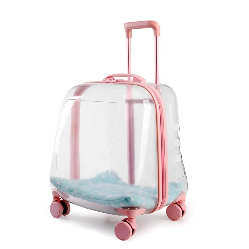 Cat Bag Portable Space Capsule Plaid Pet Backpack Transparent Breathable Trolley Case Tote Bag