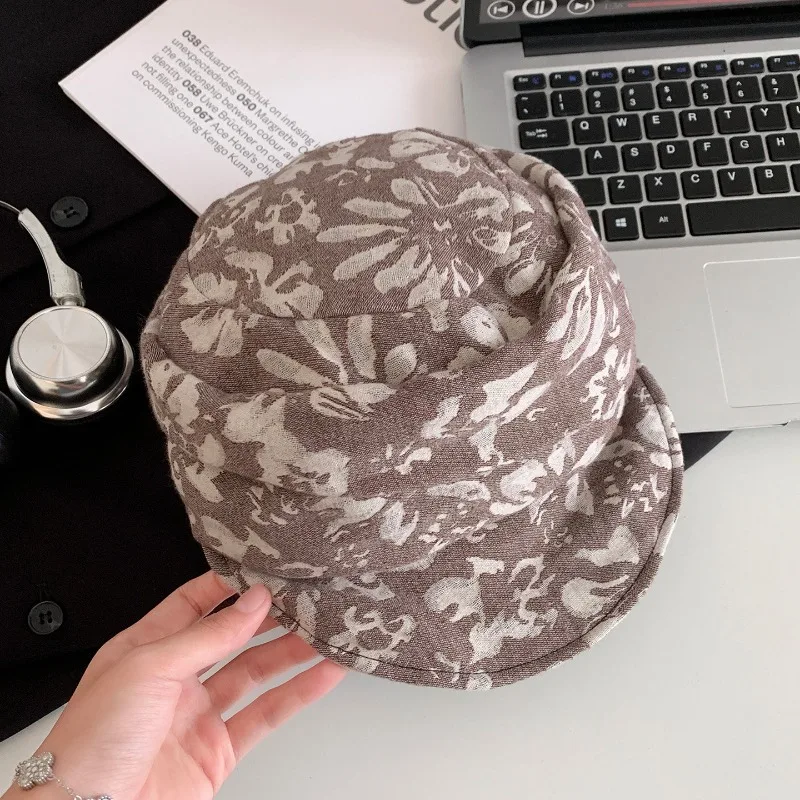 Koreanische Mode Bedruckte Weichkrempige Baskenmütze für Frühling und Herbst, Große Ausführung und Vielseitige Kurzkrempige Newsboy-Mützen für Damen – Detail 4