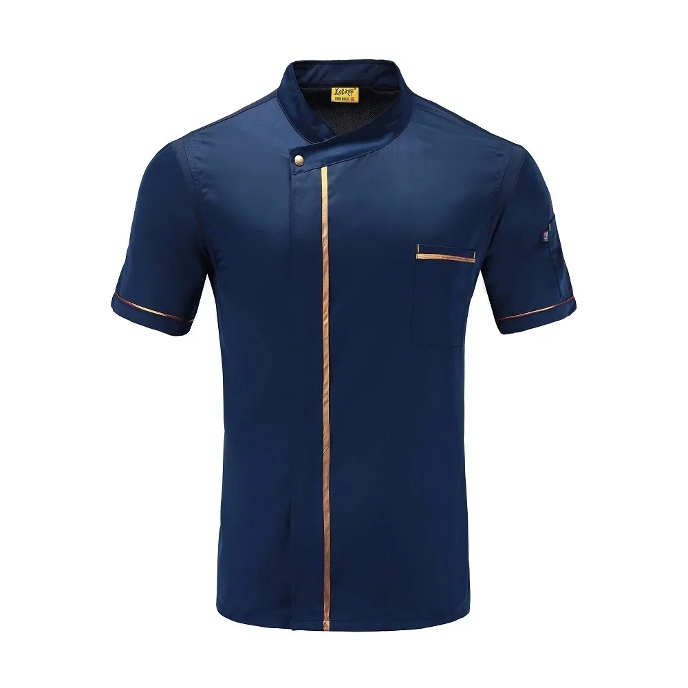 Uniforme de Chef d'été à manches courtes, ligne dorée, vêtements de cuisine pour femme au foyer, Restaurant, café, Service alimentaire, salon de coiffure, uniforme de travail, nouvelle collection