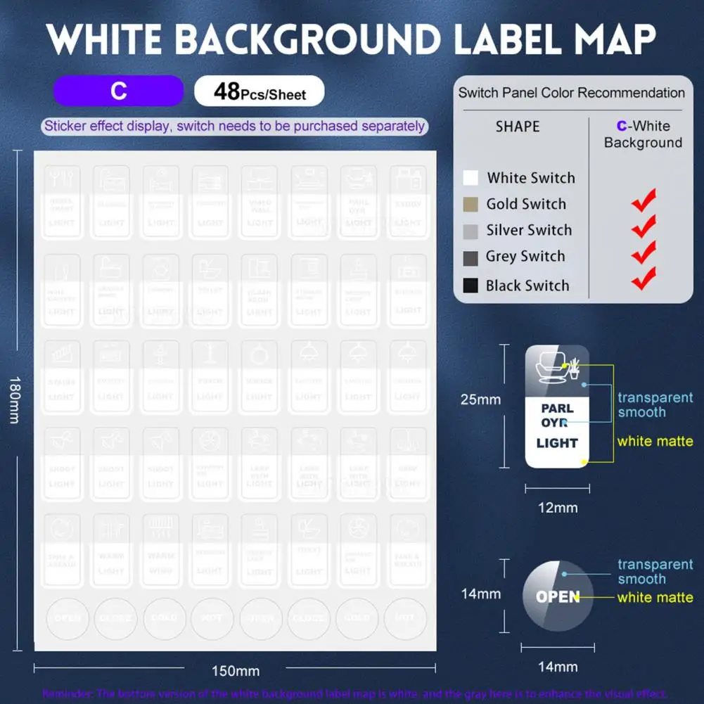 Different Labels Switch Stickers Household Stuff Recognize Practical Bedroom Appliances Push Button Icon Labels