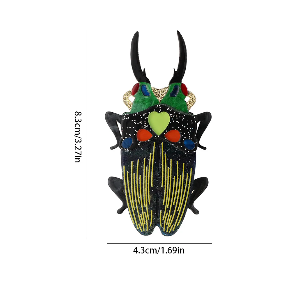 Dark Colored Colorful Beetle Acrylic Brooch Acrylic Splicing Animal Pins Vintage Elegant Coat Sweater Decorative Pin