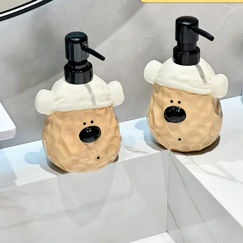 450ml soap dispenser cute bath cap bear hand lotion bottle press bottle household shampoo bath gel bottle lotion sub  dispenser