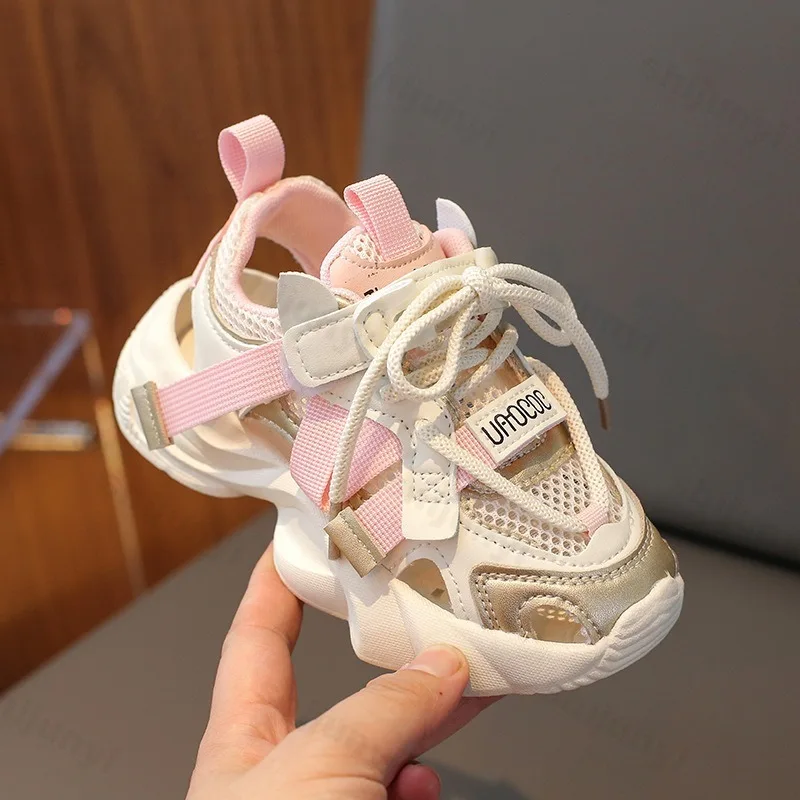 Girls' Sports Sandals Children Sneaker 2025 Summer Breathable Mesh Anti Slip Outdoor Kids Fashion Student Casual Shoes Sandals