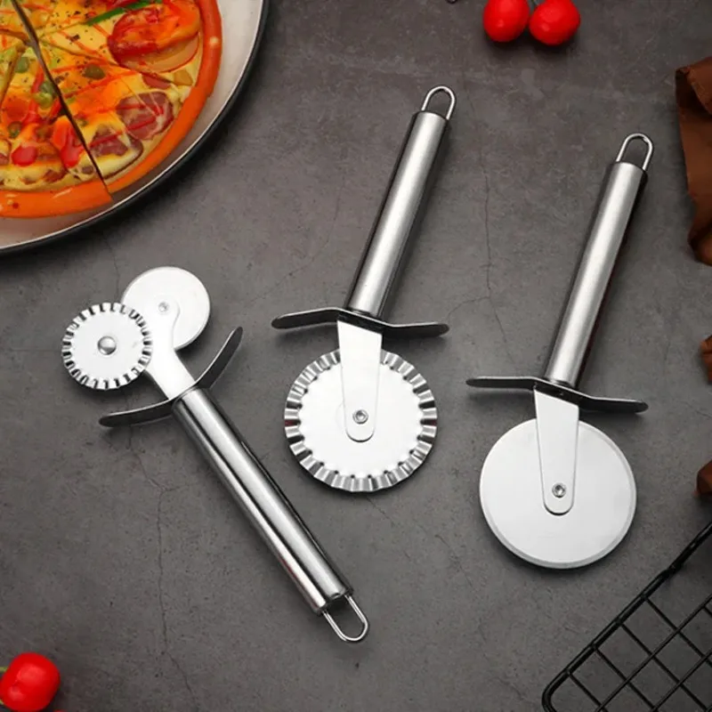 Stainless Steel Pizza Wheel Cutter Ideal Pizza Wheel Scissors Pizza Pie Waffle Dough Biscuit Kitchen Accessories Gadgets