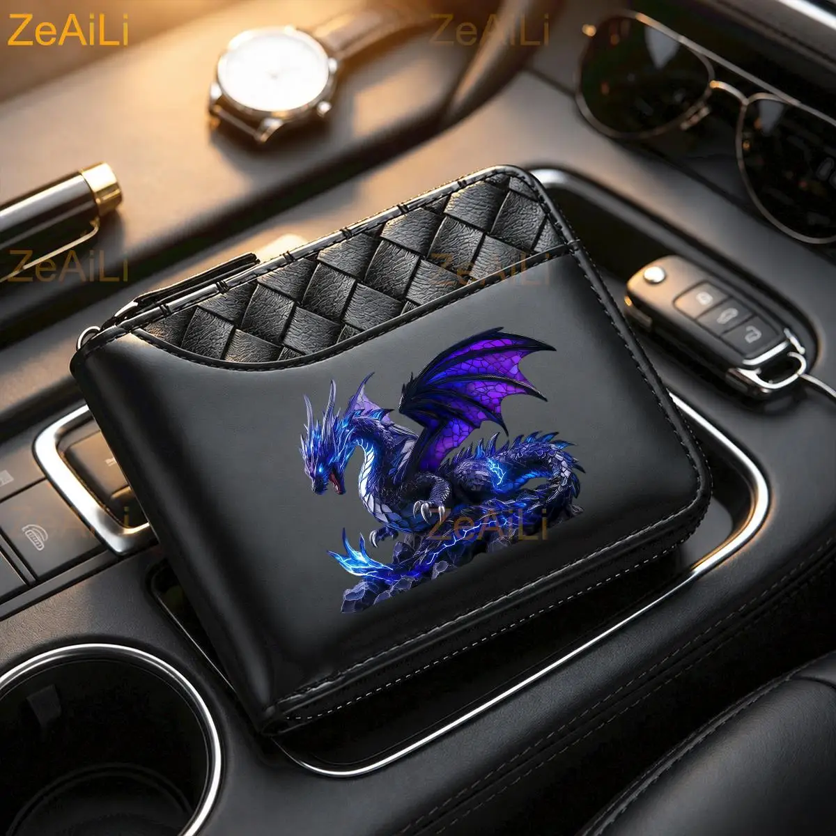 Lightning Dragon Fiery Dragon PU Leather Men'S Bifold Wallet, Lightweight Card Holder, Can Store Cash, ID Card, Credit Cards