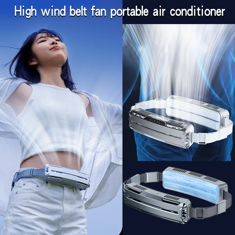 Mini Air Conditioning Radiator, Portable Charging, Strong Wind, High Power, Long Endurance, Wearable Belt, Cold Wind, Quick Heat Dissipation, Hanging Waist, Outdoor, Summer