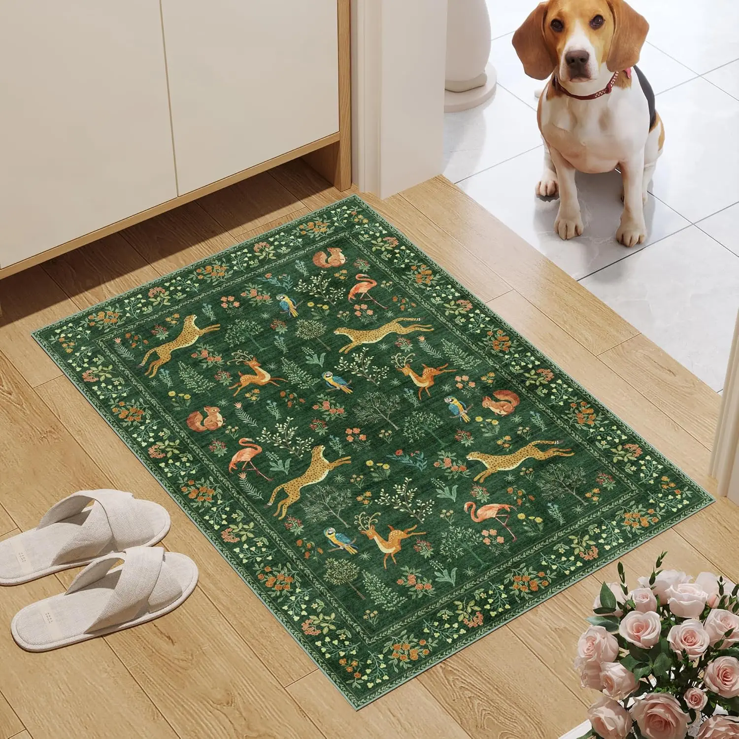 Washable Animal Rugs for Entryway, Non Slip Indoor Door Mat, Soft Low Pile Small Area Carpet for Entrance, Bedroom, Kitchen