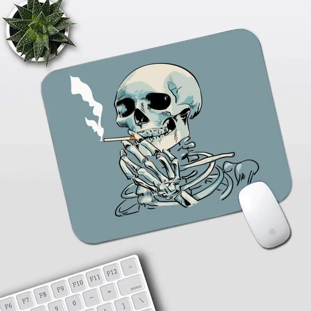 Tattoo Art Skeleton Smoking Cigarette Mousepad Table Mat Fit For Laptop Daily Work And Different Games On Your Desktop